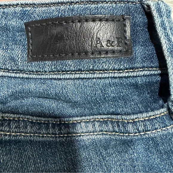 2/$25 Abercrombie & Fitch Blue Distressed Harper Low Rise Skinny Boot Cut Jeans - Picture 6 of 7